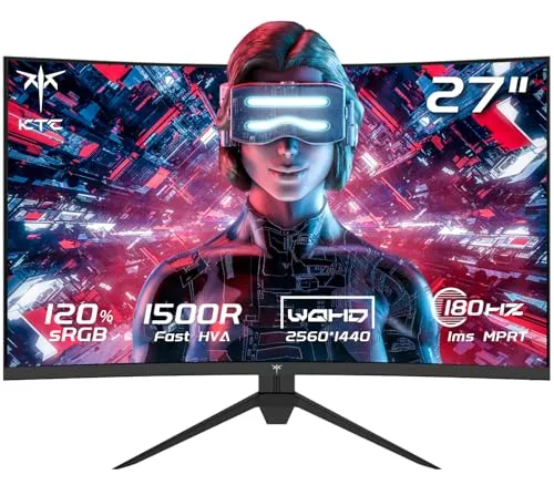 KTC H27S17 Curved-Gaming-Monitor - 27 Zoll QHD, 2560 x 1440 px, 170 Hz und 1 ms Reaktionszeit für flüssiges Gaming Erlebnis