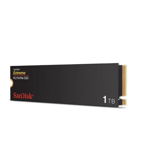 SanDisk Extreme M.2 NVMe SSD 1 TB - Blitzschnelle Leistung - Festplatten mit PCIe Gen 4.0 für ultraschnelle Datenübertragungen bis zu 5.150 MB/s. Ideal für kreative Profis, die Fotos und Videos mühelos bearbeiten.