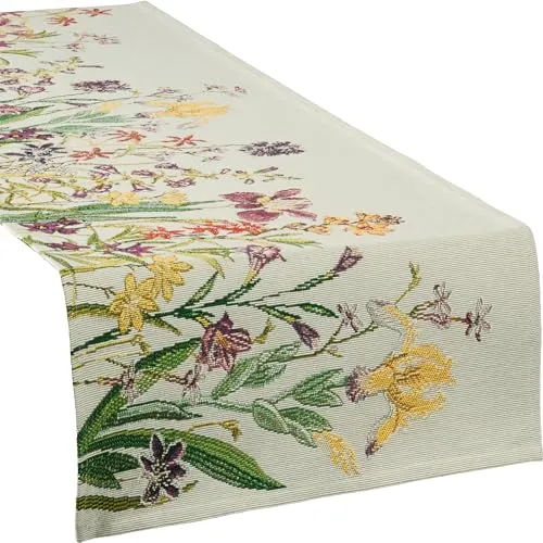 Sander Tischläufer Flowery Gobelin Natur-bunt Größe 32x96 cm