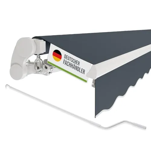 empasa Gelenkarmmarkise 'Start' – Handbetriebene Markise mit Aluminium Rahmen - Markisen für zuverlässigen Sonnenschutz im Außenbereich. Praktische Handkurbel und komplettes Vormontieren sorgen für einfache Montage und Stabilität. Wählen Sie zwischen anthrazit oder Elfenbein.