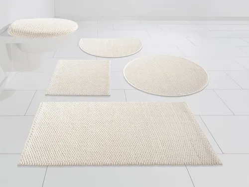 OTTO home Badematte Dalia, Badvorleger, Badezimmer Teppich, Höhe 4 mm, fußbodenheizungsgeeignet, strapazierfähig, Baumwolle, rund, Baumwolle, Badteppich, Badematten auch als 2-teiliges Set erhältlich
