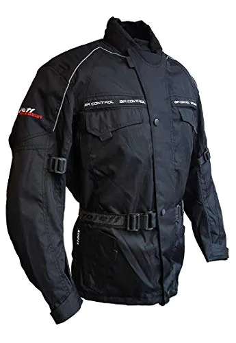 Roleff Racewear Schwarze Motorradjacke mit Protektoren - Schutzjacke mit herausnehmbaren Protektoren, ideal für ganzjähriges Fahren dank Thermofutter und Belüftungssystem für optimale Klimaregulierung.