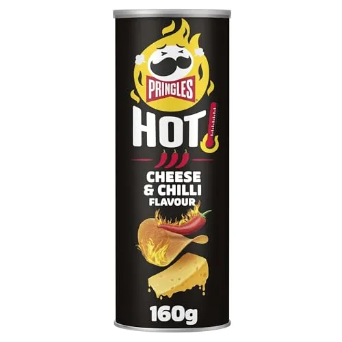 Pringles HOT Cheese & Chilli Flavour (8 x 160 g) – der unwiderstehliche Snack-Klassiker in der praktischen Dose – extra scharfe Chips mit Chili-Cheese-Geschmack – Pop. Play. Eat.