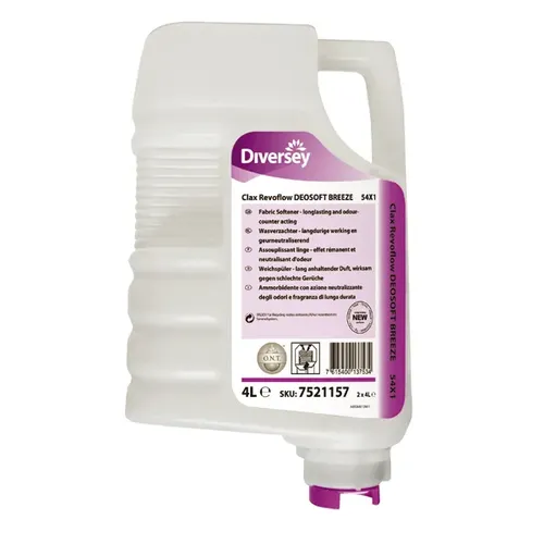 Diversey Clax Revoflow Deosoft Br.54X1 W14 4 L Weichspüler - Textilpflege - Hochkonzentrierter Wäscheweichspüler mit O.N-T. Technologie zur dauerhaften Eliminierung von Gerüchen und für frische, geschmeidige Wäsche.