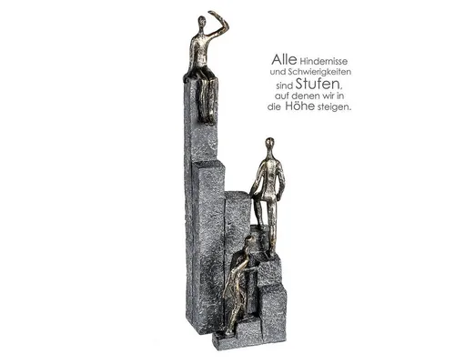 GILDE Dekoobjekt Skulptur OUT UP Climbing mit 3 Figuren - Gartenfiguren & Skulpturen, stilvolle bronzefarbene Skulptur mit 3 kletternden Figuren auf Stufen, ideal für kreative Gartengestaltung.
