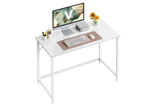 VASAGLE Schreibtisch Computertisch, 80-160 cm, moderner Stil in Weiß - Kinderschreibtisch mit robustem Stahlgestell und eleganter Holzspanplatte, ideal für stilvolle und funktionale Kinderzimmergestaltung.