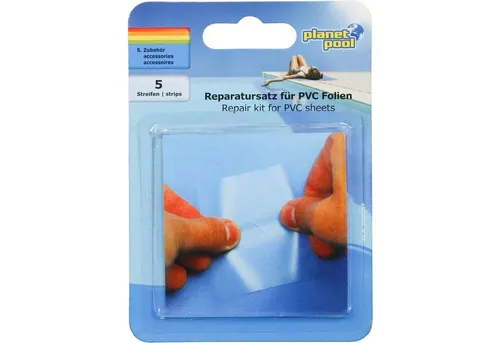 Planet Pool Unterwasser-Reparaturset mit 5 Klebestreifen - Praktisches Unterwasser-Reparaturset mit 5 Folienstreifen (7,5 x 7,5 cm) zur schnellen Reparatur von PVC-Folien und aufblasbaren Gegenständen. Ideal für den Einsatz unter Wasser.