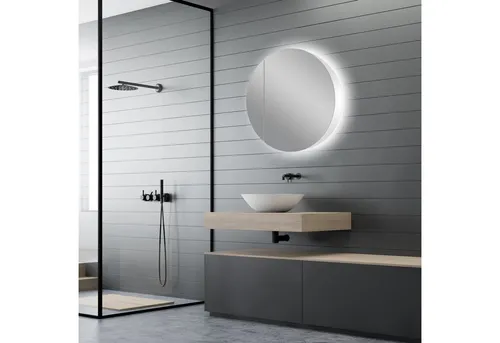Spiegelschrank TALOS "Picasso Style, weiß, Ø 60cm" - Eleganter Spiegelschrank mit 60 cm Durchmesser, integrierter Beleuchtung und großzügigem Stauraum. Ideal für Badezimmer und Wohnräume, vereint Funktionalität mit modernem Design.