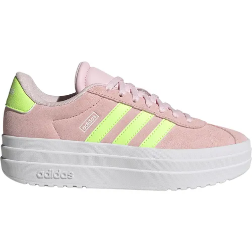 adidas VL COURT BOLD Sneaker Kinder in clear pink-hires yellow-ftwr white - Sneaker im lässigen Style mit leicht erhöhter Plateausohle, aus hochwertigem Leder mit klassischen 3-Streifen, ideal für trendbewusste Kids.