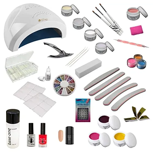 Sun Garden Nails UV Gel Set Starlight - Nageldesign Starterset mit UV Gerät - Nageldesign-Sets mit 52 Teilen für Einsteiger und Profis, inklusive UV-Lampe und vielfältigen Farbgele für kreative Nailart.