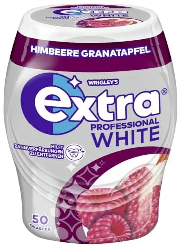Extra Professional Kaugummi Zuckerfrei, White Granatapfel, 50 Dragees, Großpackung Chewing Gum, Xylitol Kaugummi ohne Zucke mit Granatapfelgeschmack Minz Frische (50 Dragees)