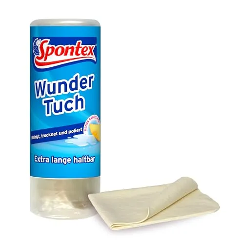 Spontex Wundertuch, hohe Wasser- und Schmutzaufnahme, ideal für Autolack, Glas und Kacheln, reinigt streifen- und fusselfrei, 1er Pack