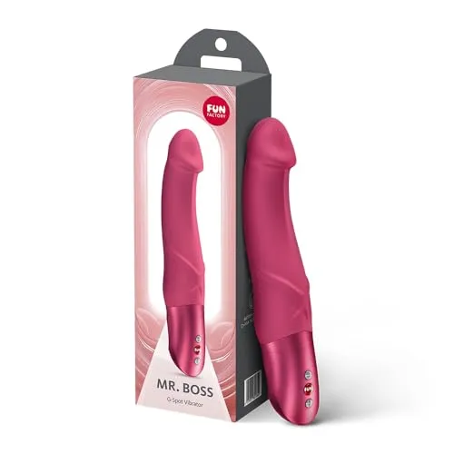 Fun Factory Mr. Boss 21 cm | G-Punkt-Vibrator mit 12 Vibrationsprogrammen - Erlebe intensive G-Punkt-Stimulation mit dem Fun Factory Mr. Boss! Dieser batteriebetriebene, wasserdichte Vibrator bietet 12 Programme für abwechslungsreiche Erlebnisse. Hochwertiges Silikon sorgt für ein angenehmes Gefühl.