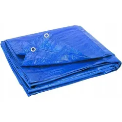 Planta Schutzplane superstark wasserdicht 5x6m - Blau - Hochwertige, wasserdichte Schutzplane in der Größe 5x6 m. Ideal zum Abdecken von Baumaterialien, Autos und mehr. Robustes Material mit Aluminium-Ringen für einfache Befestigung und zuverlässigen Schutz.