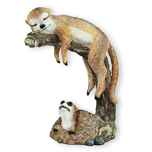 colourliving Erdmännchen Figur chillend und grabend Erdmännchen Gartenfigur Frettchen Deko Erdmännchen Gartendeko (chillend)