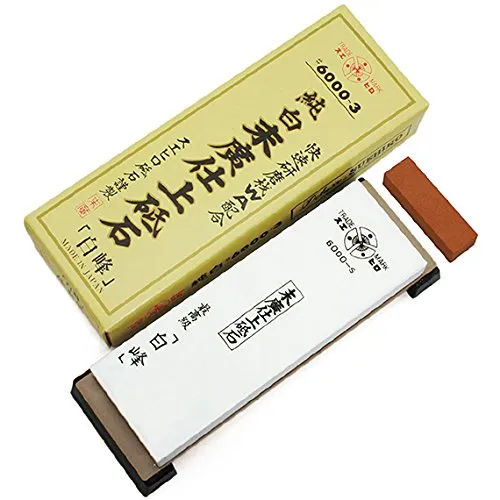 Suehiro Schleifsteins, Honen Einweichen Stein # 6000: Shiramine (6003, Stein, Ständer und Nagura/18,3 x 6,2 x 2 cm