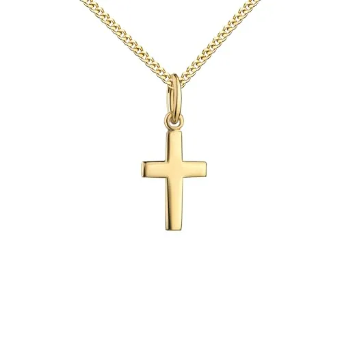 JEVELION 750 Gold Kreuzanhänger für Damen und Kinder - Eleganter 18 Karat Goldkreuz-Anhänger in teilmattiertem Design, ideal als Tauf- oder Kommunionsgeschenk. Hochwertige Juweliers-Qualität, inkl. Schmuck-Etui und Echtheitszertifikat.