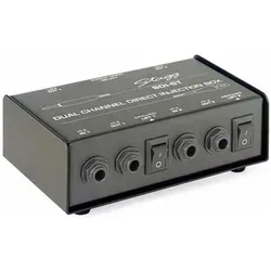 Stagg SDI-ST 2-Kanal DI Box mit Mono/Stereo Schalter - Symmetrierboxen für Bühnen- und Studioanwendungen, mit Ground-Lift-Schalter zur Brummreduzierung und robustem Metallgehäuse.