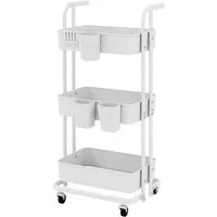 Costway 3 Ebenen Klappbarer Servierwagen in Weiß - Vielseitiger 3-stöckiger Rollwagen für Küche und Büro. Robuste Metallkonstruktion, klappbar für platzsparende Lagerung und mit 4 Rollen für einfache Mobilität. Ideal zur Organisation Ihrer Utensilien.