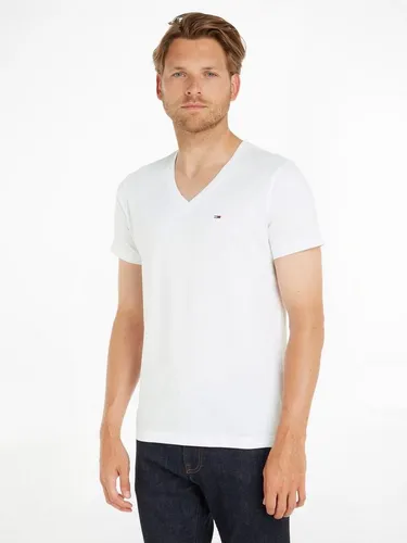 Tommy Jeans Herren T-Shirt Kurzarm TJM Original V-Ausschnitt - Weiß (Classic White) - T-Shirts für Herren, aus 100% Baumwolle, bietet optimalen Komfort und lässigen Stil für jeden Anlass.