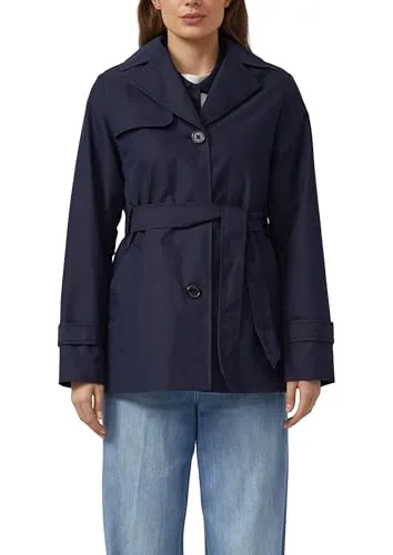 s.Oliver Wasserabweisender Slim Fit Trenchcoat - Eleganter Trenchcoat im Slim Fit aus wasserabweisendem Material, ideal für Outdoor-Aktivitäten. Ausgestattet mit Gürtelschlaufen, Reverskragen und praktischen Taschen.
