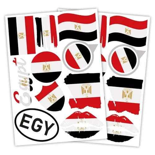 Finest Folia 2er Set DIN A4 Länderaufkleber Fahne Aufkleber Länderfahne Flagge für Auto Motorrad Sticker Länderflagge selbstklebend wetterfest R217 (04 Ägypten)
