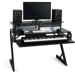 Stagecaptain ST-120 Studiotisch - Cases & Bags - Großzügige Arbeitsfläche mit ergonomisch ausziehbarem Keyboardtray und stabilem Z-Gestell, perfekt für Studios und kreative Arbeitsplätze.