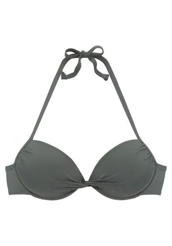 LASCANA Push-Up-Bikini-Top Italy - Neckholder-Bikini mit Raffung in oliv, wattierte Körbchen für ein tolles Dekolleté, ideal für den Strand oder Pool.