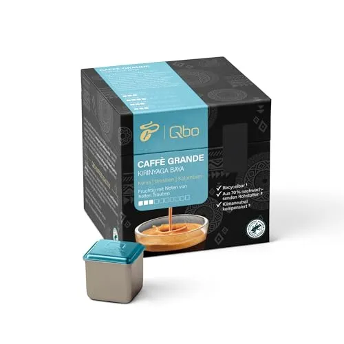 Qbo Caffè Grande Kirinyaga Baya - 27 Kapseln - Entdecken Sie den Qbo Caffè Grande Kirinyaga Baya mit fruchtigem Geschmack und Noten von hellen Trauben. 100% Arabica, nachhaltig verpackt und umweltfreundliche Kapseln für ein intensives Kaffeeerlebnis.