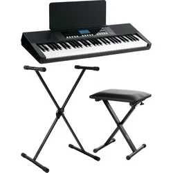 FunKey 61 Performer Schwarz Set mit Keyboardständer und Bank - 61 anschlagsdynamische Tasten, 450 Sounds und 150 Rhythmen für kreative Musik. Inklusive stabilem Keyboardständer und bequemer Bank für optimalen Spielkomfort. Ideal für Einsteiger und Fortgeschrittene.