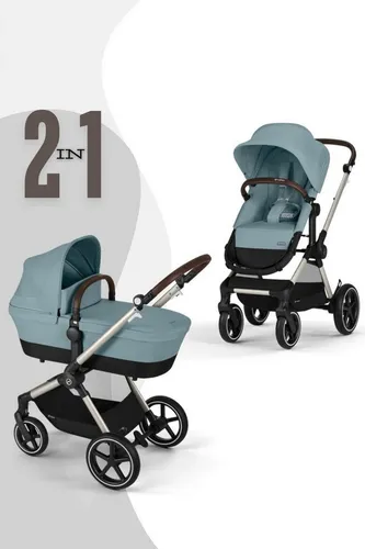 Cybex EOS Lux Kinderwagen 2-in-1 - Stormy Blue - Kinderwagen für Kinder von 0 bis 4 Jahren, mit 2-in-1 Funktion als Babywanne und Sportsitz, pannensicheren All-Terrain Rädern und UV-Schutzfaktor 50+ für optimalen Sonnenschutz.