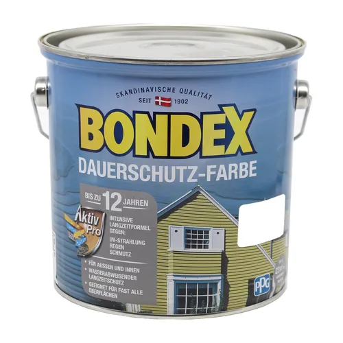 Bondex Dauerschutz Farbe Taupe (Montana) 2,5 L - Lacke für Holz mit hervorragender Farbstabilität und bis zu 12 Jahren Wetter- und UV-Schutz. Ideal für Innen- und Außenanwendungen, auch auf Aluminium und Stahl.