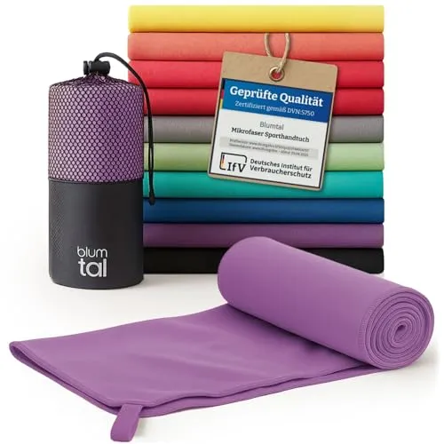 Blumtal Mikrofaser Handtuch leicht & extra saugstark - schnelltrocknende Microfaser Handtücher - optimal als Fitness Handtuch/Strandtuch Mikrofaser/Gym Towel - Reisehandtuch kompakt - Lila