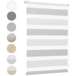Doppelrollo Duo Rollo Klemmfix ohne Bohren für Fenster Rollos Jalousie Faltrollo, Sekey, freihängend, Klemmträger, Zweifarbiges Doppelrollo ohne Bohren mit extra breiteren Stoffbahnen grau 70 cm x 130 cm