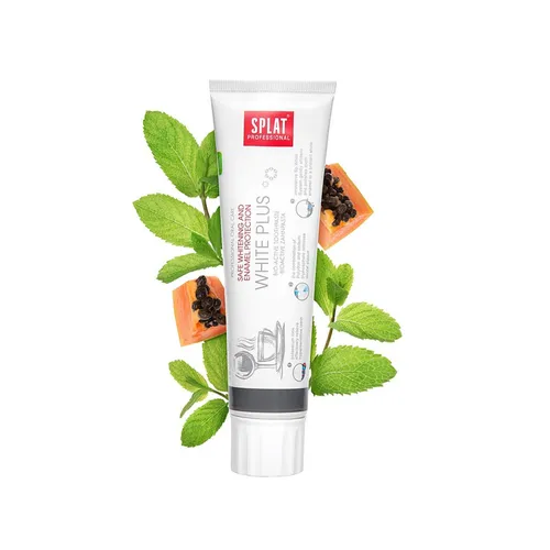 Splat White Plus Whitening Zahnpasta 100ml - Zahnpasta mit sicherem Whitening System, entfernt effektiv Flecken von Kaffee, Tee und Rotwein und sorgt für strahlend weiße Zähne.