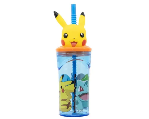 POKEMON JUEGO DE CARTAS Trinkflasche Pikachu Trinkbecher 3D Kinderbecher & Strohhalmbecher 360 ml