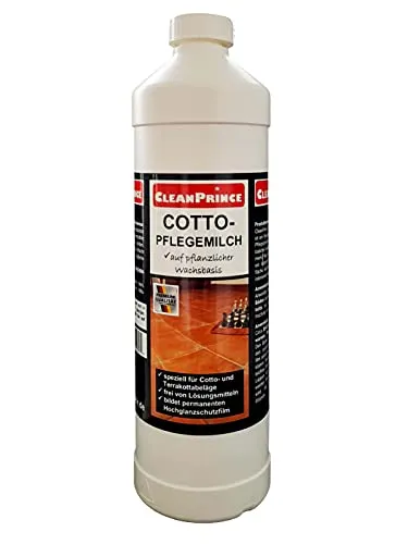 CleanPrince 1 Liter Cotto Pflegemilch Terrakotta Terracotta Naturstein Terrakottaplatten Terrakottafliesen Ton Fliesen Finish Wax auf Basis natürlicher Wachse Reiniger Reinigungsmittel Glanz Politur