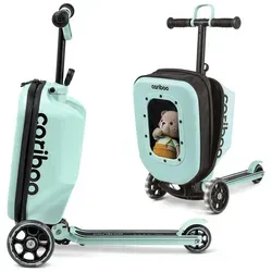 Cariboo Roller Kinder Scooter mit Koffer – 2in1 Dreirad für Abenteuer - Kinderscooter 2-in-1 mit praktischem Koffer für Reisen, ideal für Kinder ab 2 Jahren. Höhenverstellbar, klappbar und mit sicherer Bremse – perfekt für den Weg zur Schule und Ausflüge!