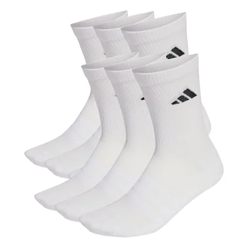 adidas Unisex CUSHIONED CREW SOCKS 6 PAIR PACK, white/white/black, 6-7 Years
