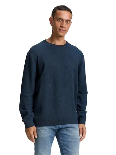 TOM TAILOR Rundhalspullover M (48) - Bio Baumwolle - Herren-Pullover aus 50% Bio-Baumwolle, weich und umweltfreundlich, ideal für einen lässigen Look in real teal navy twoto.