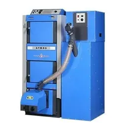 Atmos Platzsparsilo 240 Liter - blau mit Förderschnecke für A25 GSP - Pelletsilos mit innovativem Platzsparsilo und Förderschnecke, optimal für platzsparende Lagerung von Pellets.