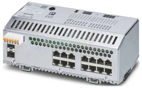 Phoenix Contact FL SWITCH 2414-2SFX - Industrial Ethernet Switch - Zuverlässiger Industrial Ethernet Switch für Netzwerkverbindungen mit 14 RJ45-Ports und 2 SC-Ports. Robuste Bauweise für den professionellen Einsatz in industriellen Umgebungen.