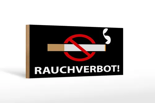 Holzschild Hinweis 27x10 cm Rauchverbot schwarzes Deko Schild