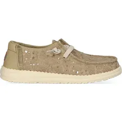 Hey Dude Damen Wendy Sequin Lace Freizeitschuh - 39 - Olive Grey - Der Hey Dude Damen Wendy Freizeitschuh vereint Stil und Komfort. Mit schimmernden Pailletten und einem leichten Tragegefühl ist er ideal für den Alltag. Das praktische Easy-On-System und die dämpfende Innensohle sorgen für unbeschwerten Tragekomfort.