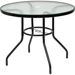 Leziter Ordino Gartentisch aus Glas mit Metallgestell - Eleganter Gartentisch mit stabiler Metallbasis und durchsichtiger Glasplatte. Ideal für Innen- und Außenbereich, leicht zu reinigen und perfekt für gesellige Mahlzeiten.