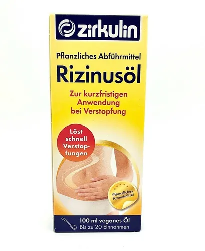 Zirkulin Raffiniertes Rizinusöl - Pflanzliches Abführmittel zur sanften Linderung von Verstopfung, ideal für die Anwendung auf nüchternen Magen.