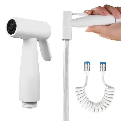 Edelstahl Bidet Sprayer-mit 200 cm ABS Teleskop Brauseschlauch Sprayer Kit persönliche Hygiene und Bettpfannen WC Spray 2 Stück für Wasserleitungen, Toiletten, Bidet, Badezimmer Hand Sprüher (Weiß）