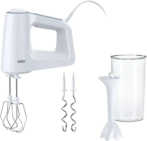 Braun MultiMix 3 HM3105 - Handmixer mit Stabmixerfuß, vielseitig für Teig, Püree und Suppen, 5 Geschwindigkeiten und Turbofunktion