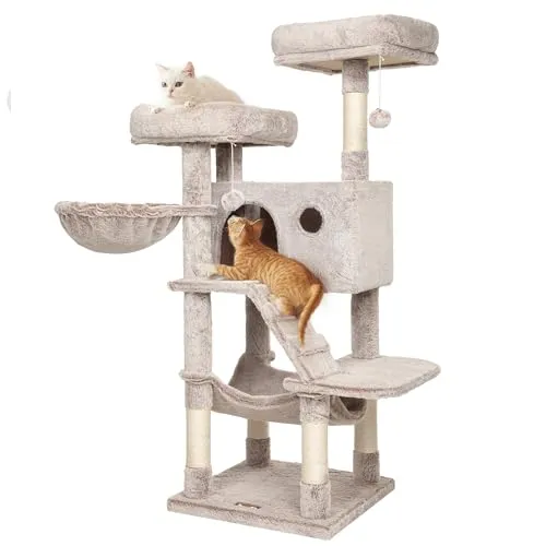 Feandrea Kratzbaum groß für große Katzen – Ombré-Braun-Weiß - 135 cm hoher Kratzbaum mit weichem Plüschstoff für maximalen Komfort. Ideal für große Katzen mit Kuschelhöhle, Treppe, Sisalstämmen und stabiler Bauweise. Perfekt zum Spielen und Entspannen!