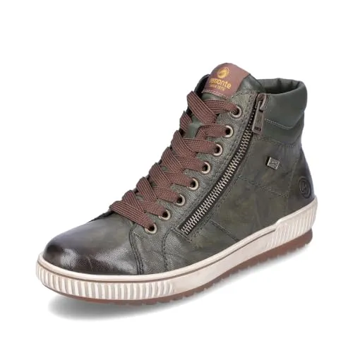 Remonte Damen D0772 Stiefeletten, Grün, 36 EU - Wanderschuhe mit Komfortweite, aus echtem Leder und TEX für optimalen Wetterschutz und hohen Tragekomfort.